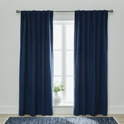 Better Homes & Gardens Dutch Velvet Solid 100% Blackout Single Curtain Panel, Navy, 52 in W x 95 in L