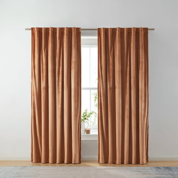 Better Homes & Gardens Dutch Velvet Solid 100% Blackout Single Curtain Panel, Spice, 52" W x 84" L