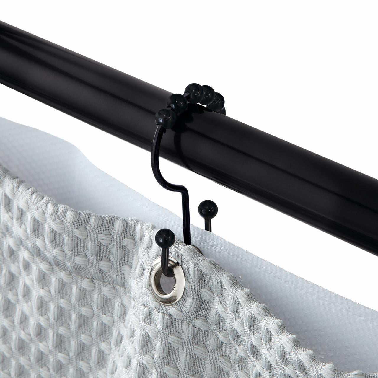 Better Homes & Gardens Easy Glide Metal Rollerball Double Shower Hooks, Black, 12 Pieces