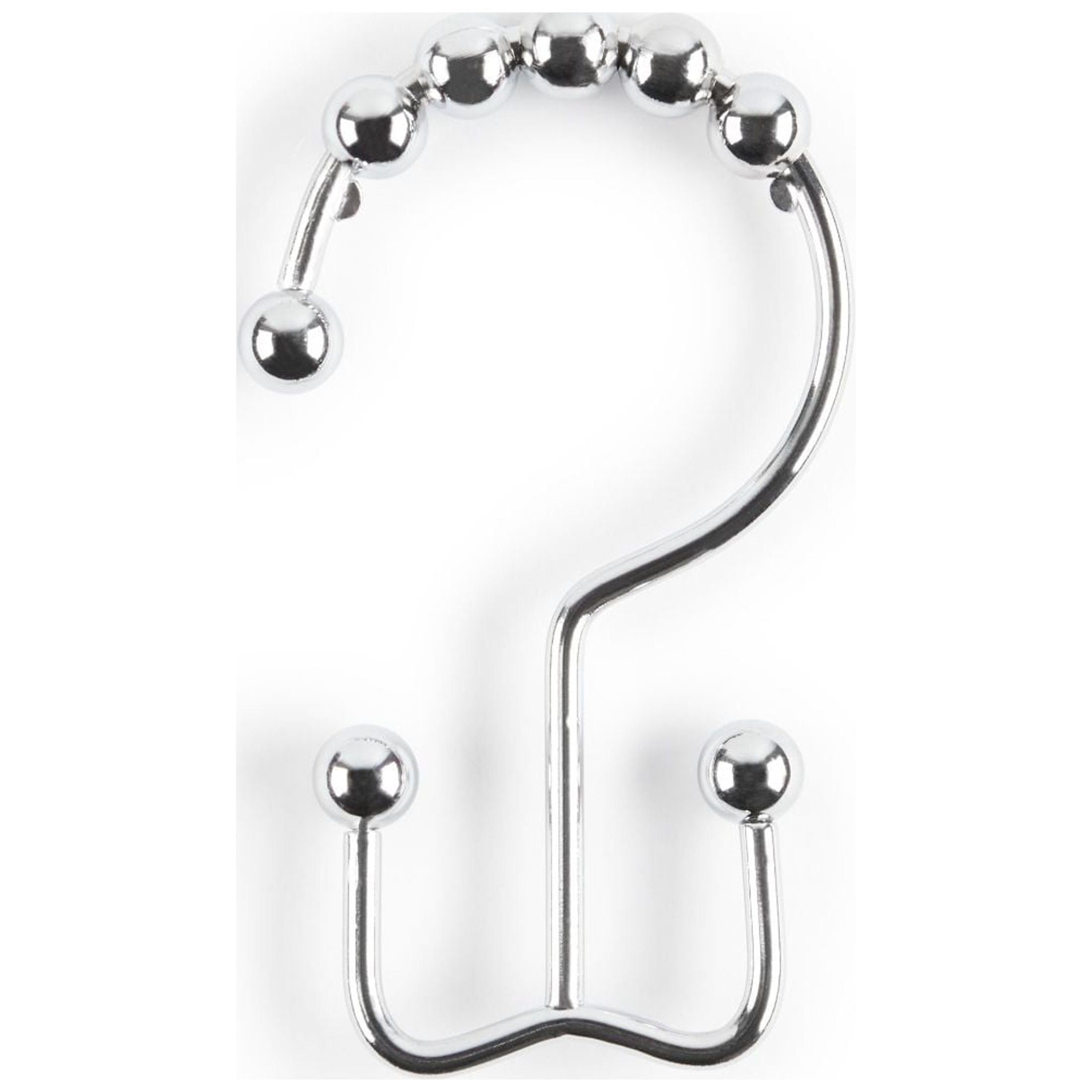 Better Homes & Gardens Easy Glide Metal Rollerball Double Shower Hooks, Chrome, 12 Pieces