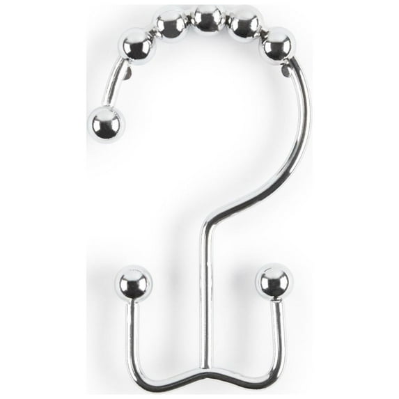 Better Homes & Gardens Easy Glide Metal Rollerball Double Shower Hooks, Chrome, 12 Pieces