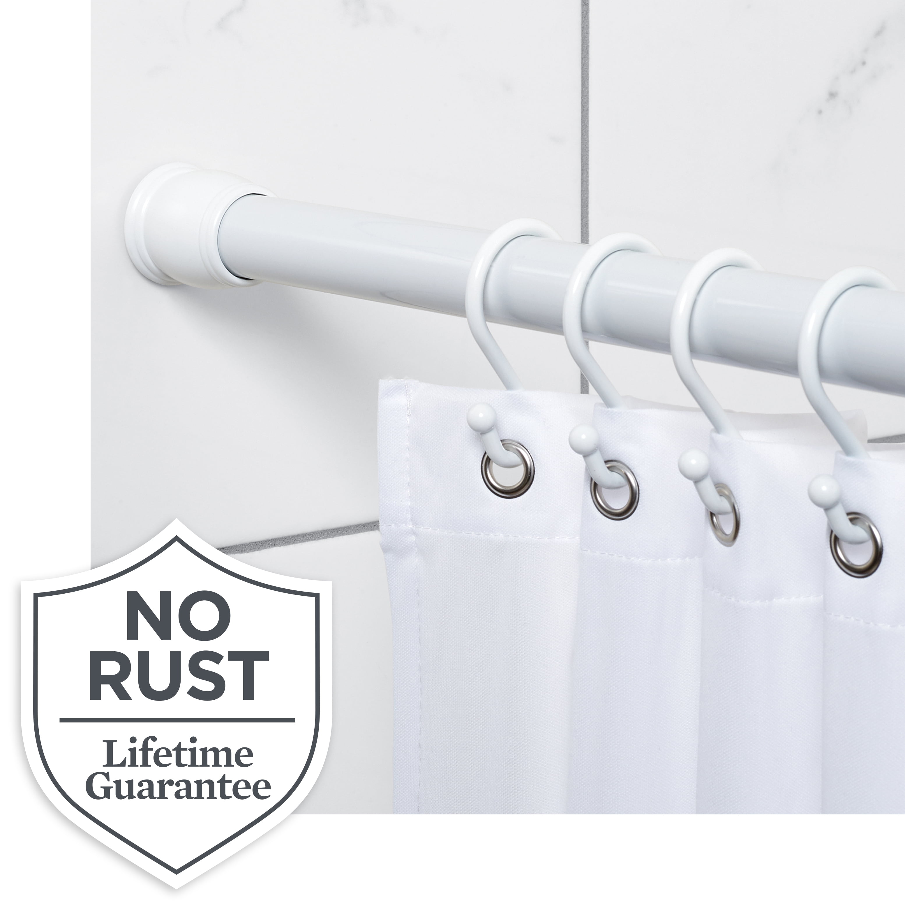 Better Homes & Gardens Easy Hang Rustproof Adjustable White Extra Long