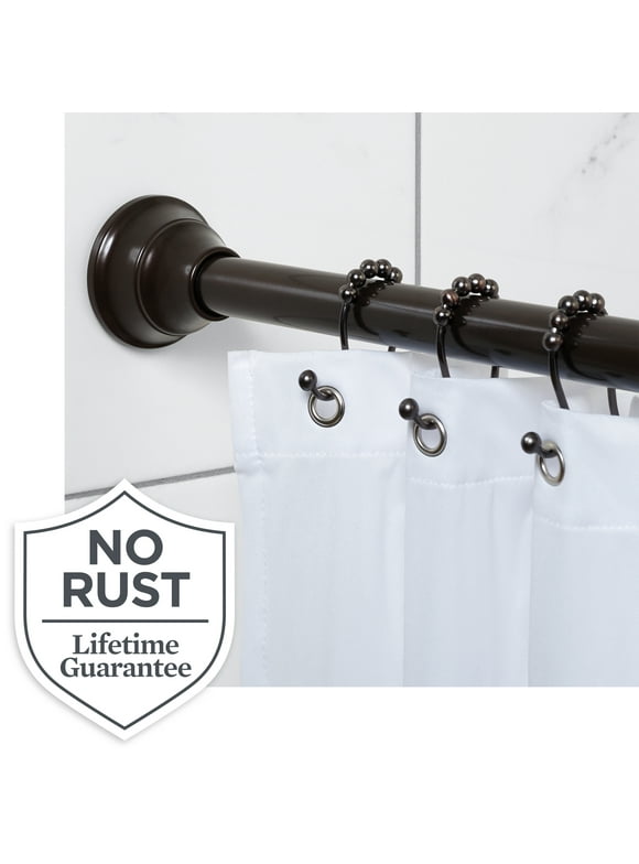Better Homes & Gardens Easy Hang Rustproof Aluminum Adjustable Bronze Shower Curtain Rod, 43" - 72"