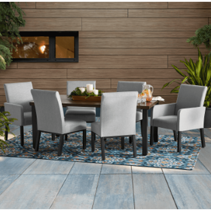Better Homes & Gardens Ellington 7-Piece Upholstered Sling Outdoor Dining Set, Gray