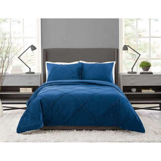 Better Homes & Gardens Embroidered Blue Velvet 3Piece Comforter Set