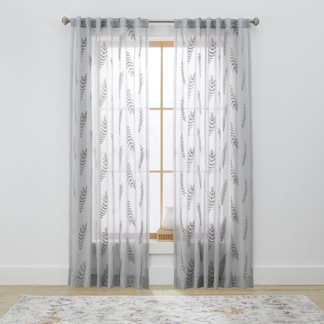 Better Homes & Gardens Embroidered Botanical Sheer 84"Single Curtain