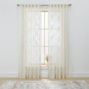 Better Homes & Gardens Embroidered Botanical Sheer Curtain, Single Panel, Papyrus Beige, 50 in W x 84 in L
