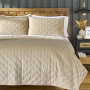 Better Homes & Gardens Tan Soft Velvet Embroidered Quilt, King