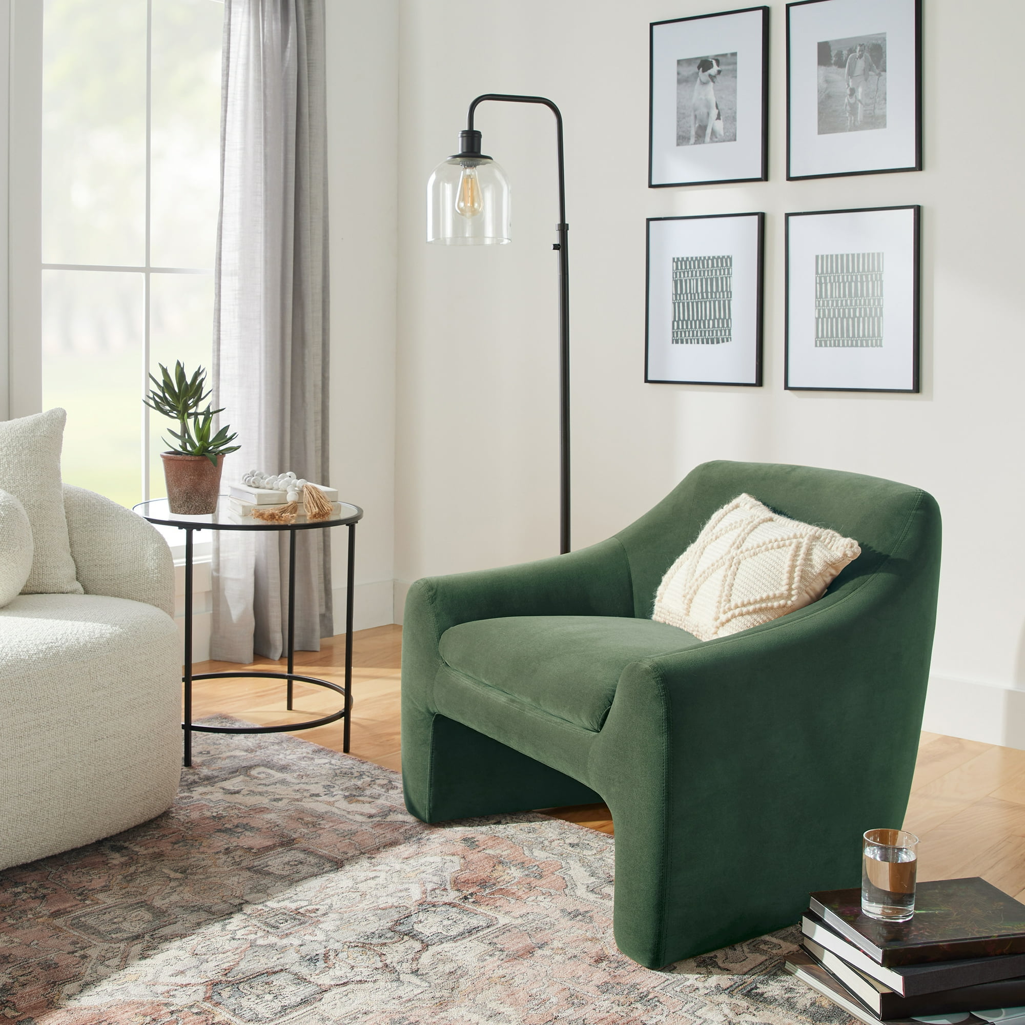 Better Homes & Gardens Emerson Curvy Accent Chair, Olive