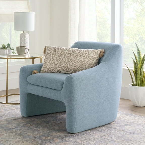 Better Homes & Gardens Emerson Curvy Accent Chair, Soft Blue