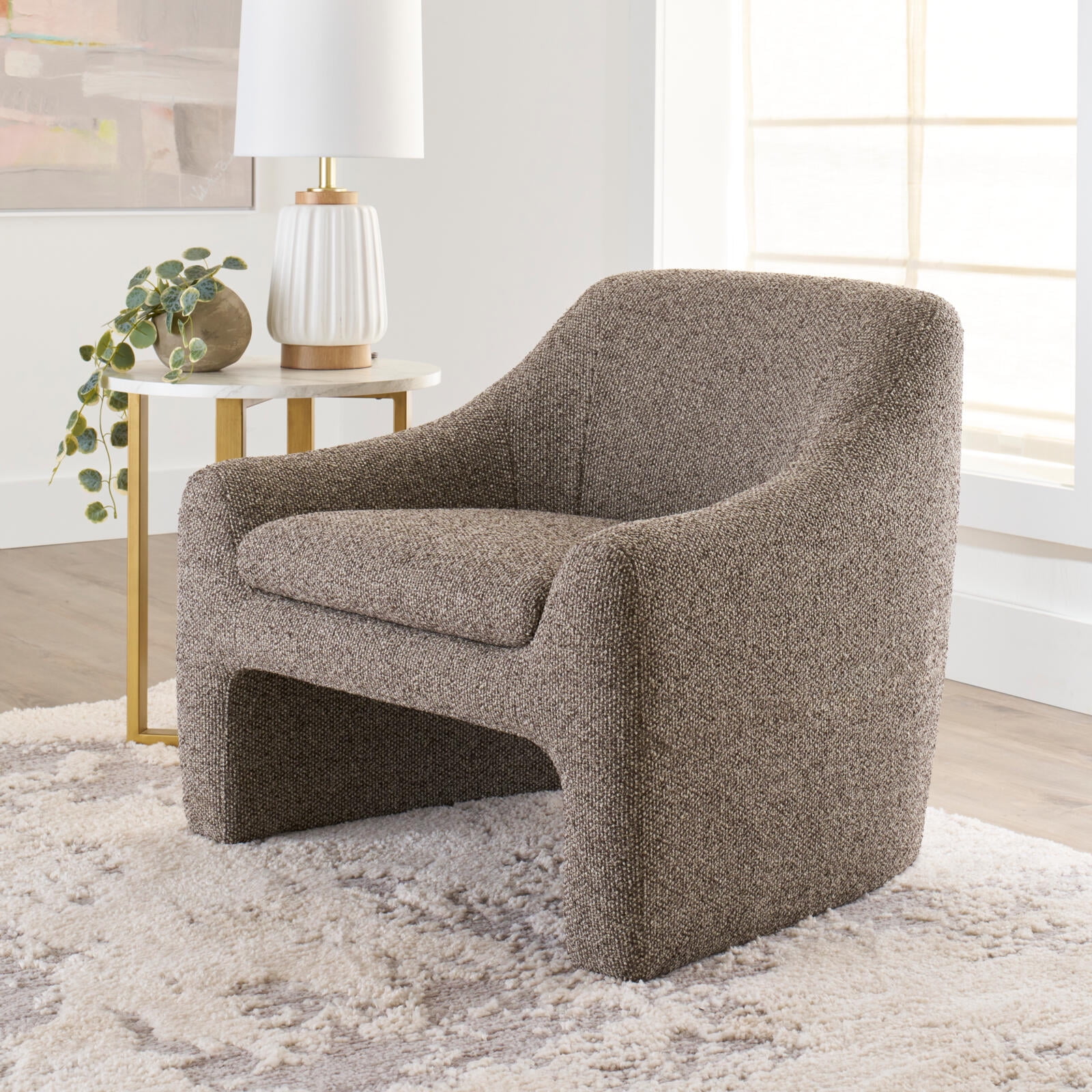 ACME FURNITURE チェア JOURNAL STANDARD ACME Samael Linen Chair with Wooden Frame and Pillow in Gray