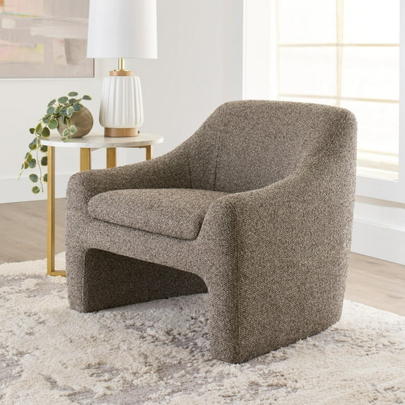 Better Homes & Gardens Emerson Curvy Accent Chair, Truffle Brown Boucle