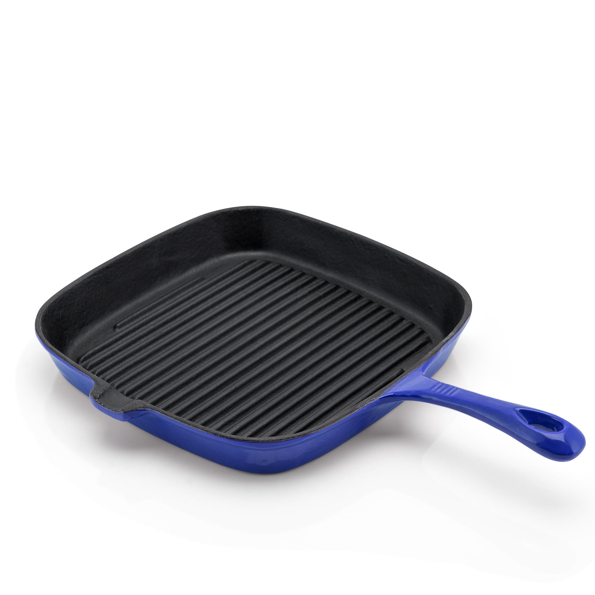 Lodge Cast Iron Caribbean Blue Enameled Grill Pan 10.5 Square Clean