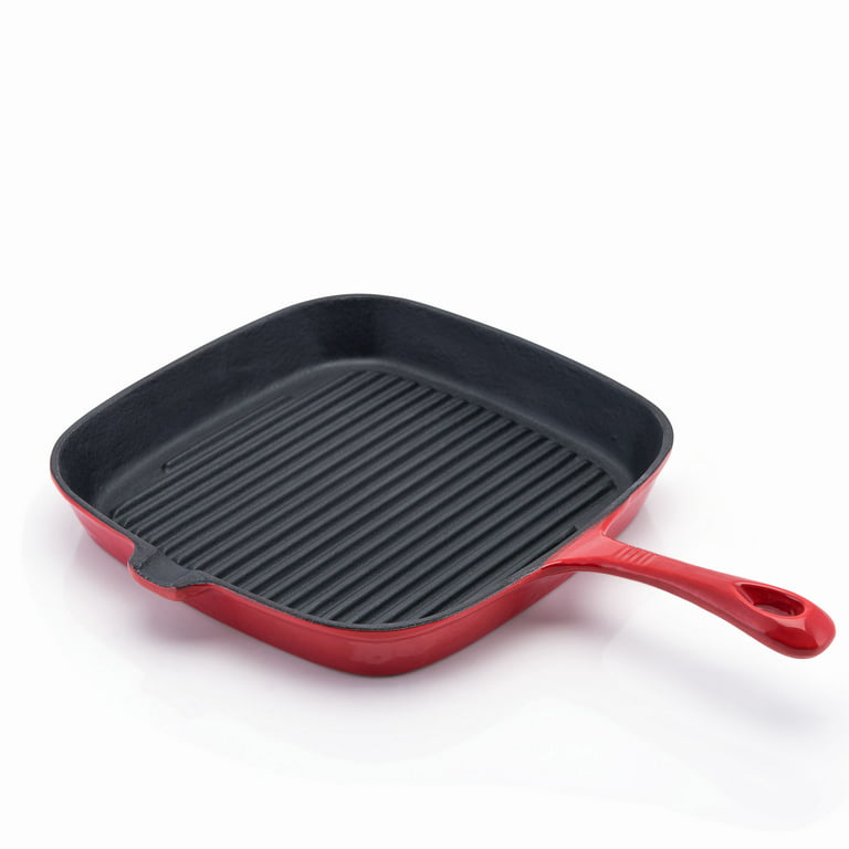 Enameled Cast Iron 9 Grill Pan - Red