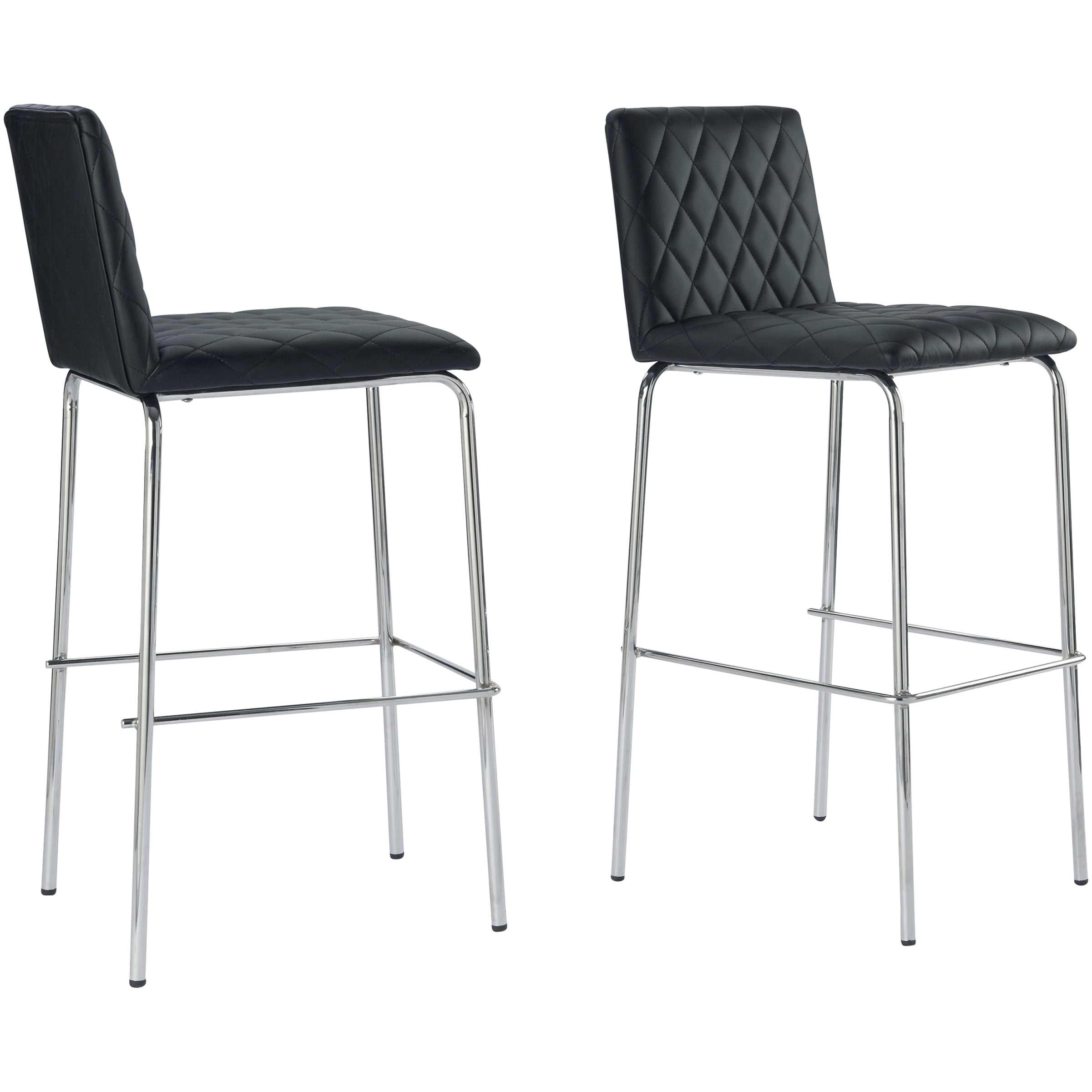 Better Homes & Gardens Etta Quilted Bar Stools, Set of 2, Black