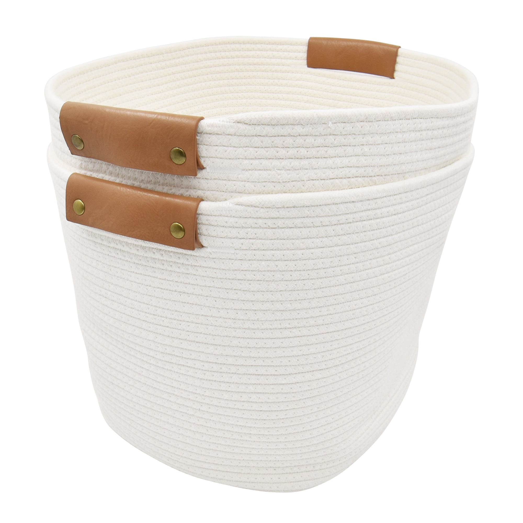 Better Homes & Gardens Extra Large Cotton Rope Storage Baskets, White, 2 Pieces