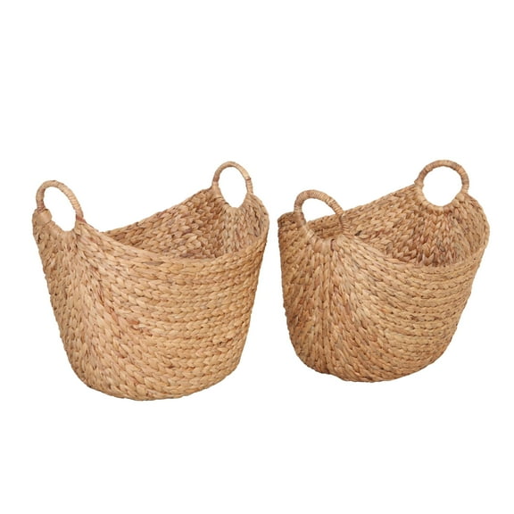 Better Homes & Gardens Extra Large Natural Water Hyacinth Boat Decorative Storage Basket, Set of 2