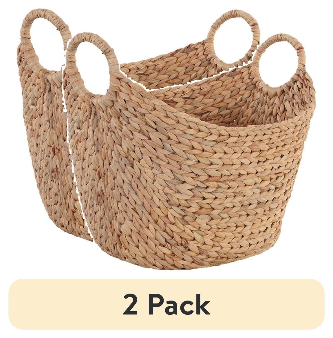 (2 pack) Better Homes & Gardens Extra Large Natural Water Hyacinth Boat Decorative Storage Basket - Walmart.com