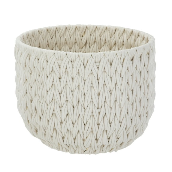 Better Homes & Gardens Extra Large White Woven Rope Decorative Storage Basket, 19 in x 15 in