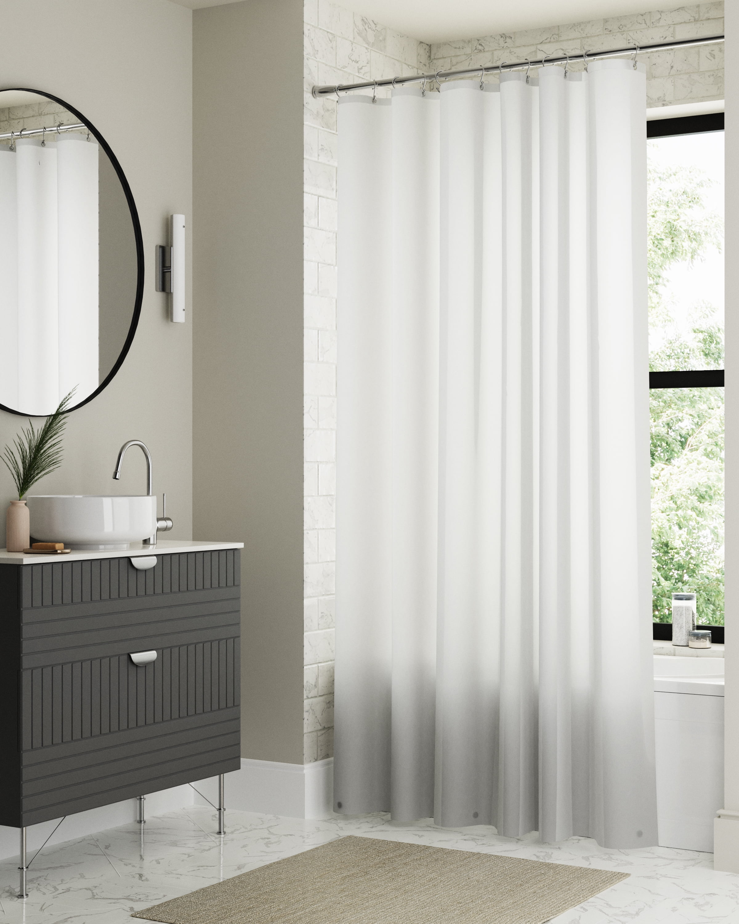 Better Homes & Gardens Extra Long Frosted White Heavyweight PEVA Shower