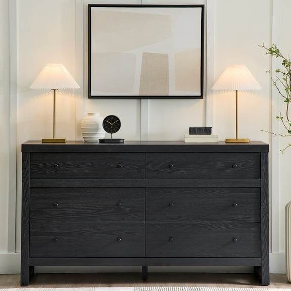 Better Homes & Gardens Ezra 64" Wide 6-Drawer Dresser, Rich Black Finish