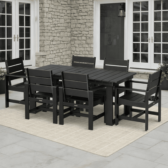 Better Homes & Gardens Ezra 7-Piece Outdoor HDPE Dining Set, Black