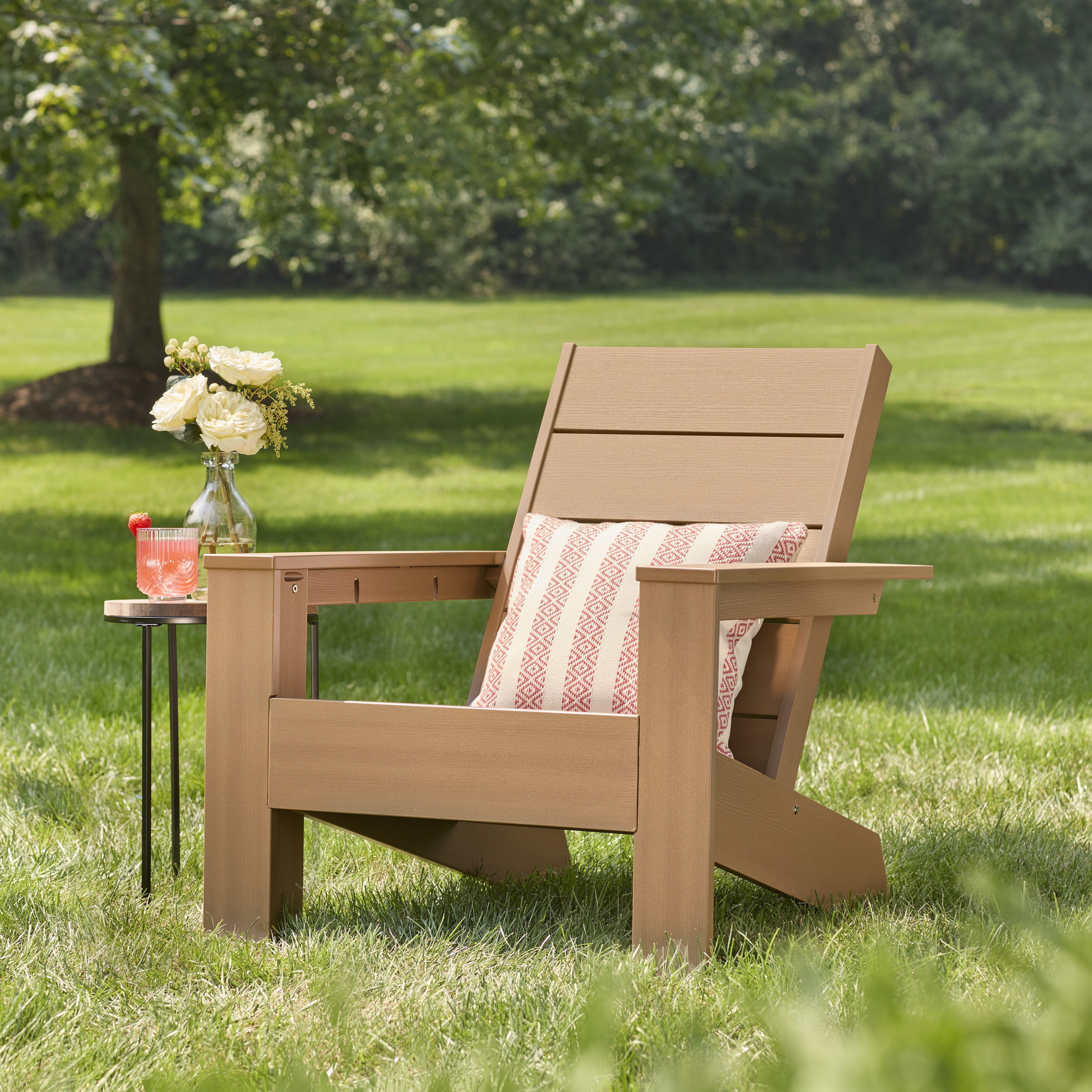 Better Homes & Gardens Ezra Outdoor HDPE Adirondack Chair, Teak