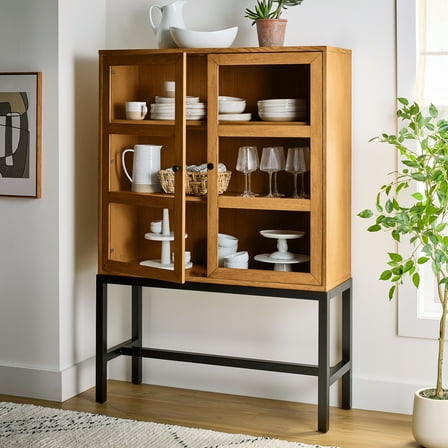 Better Homes & Gardens Ezra China Cabinet, Light Honey Finish