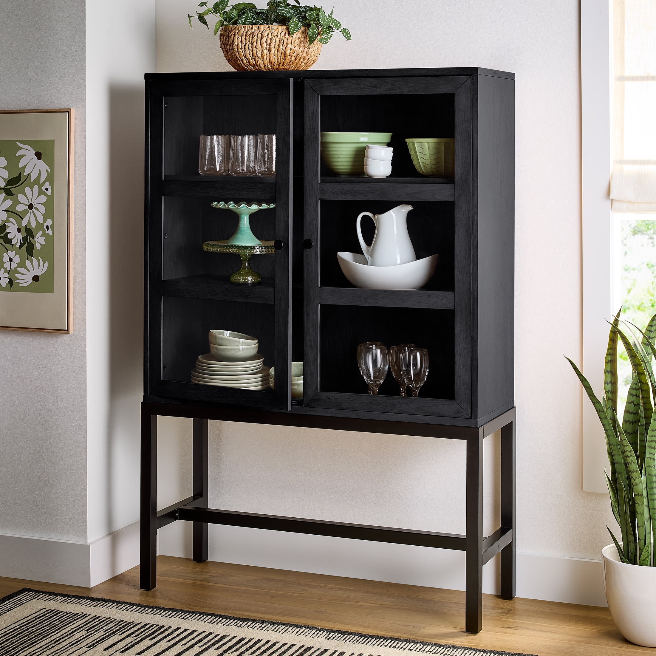 Better Homes & Gardens Ezra China Cabinet, Rich Black Finish