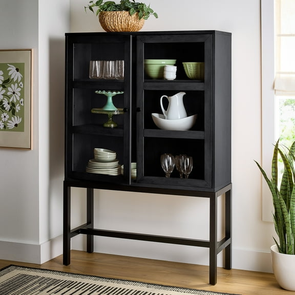 Better Homes & Gardens Ezra China Cabinet, Rich Black Finish