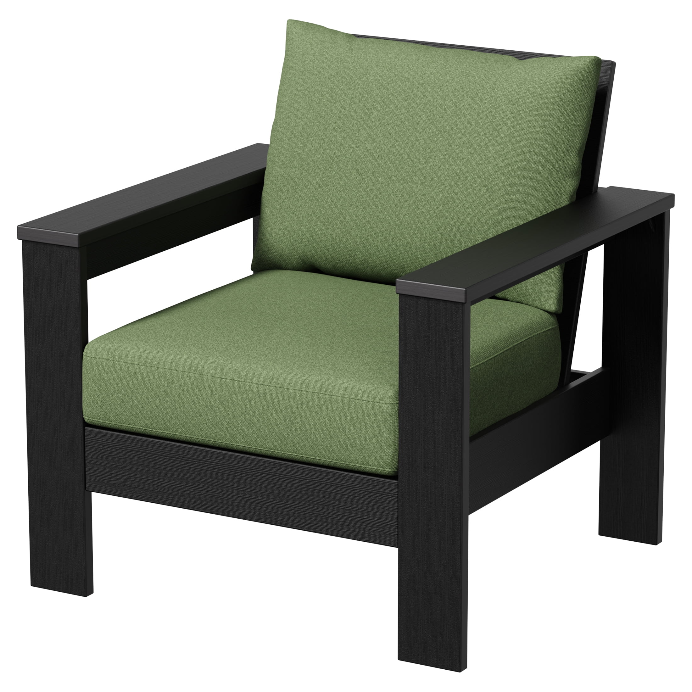 Better Homes & Gardens Ezra Outdoor HDPE Club Chair, Black with Green Cushions