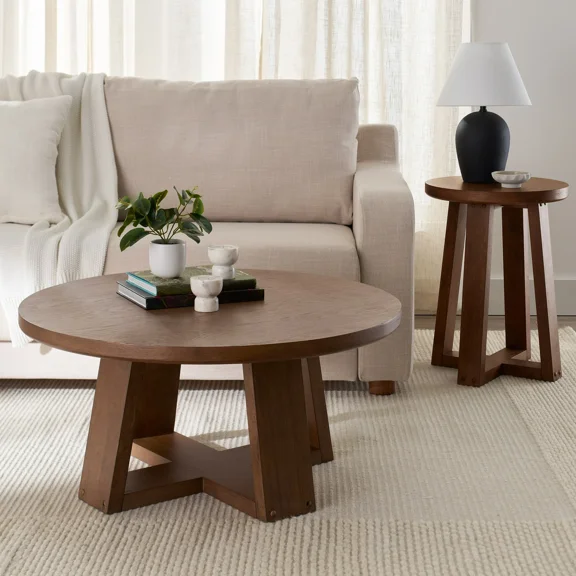Better Homes & Gardens Ezra Coffee and End Table, Walnut finish
