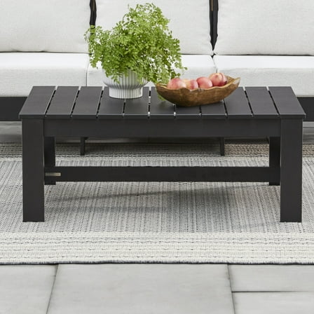 Better Homes & Gardens Ezra Outdoor HDPE Coffee Table, Black