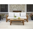 thumbnail image 1 of Better Homes & Gardens Ezra Outdoor HDPE Sofa, Teak with Cream Boucle Cushions, 1 of 11