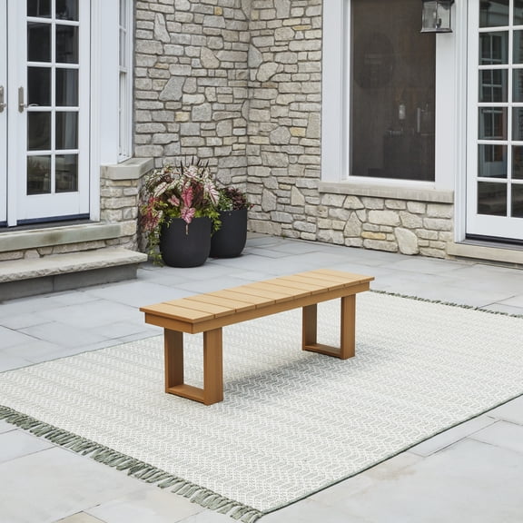 Better Homes & Gardens Ezra Outdoor HDPE Dining Bench, Teak