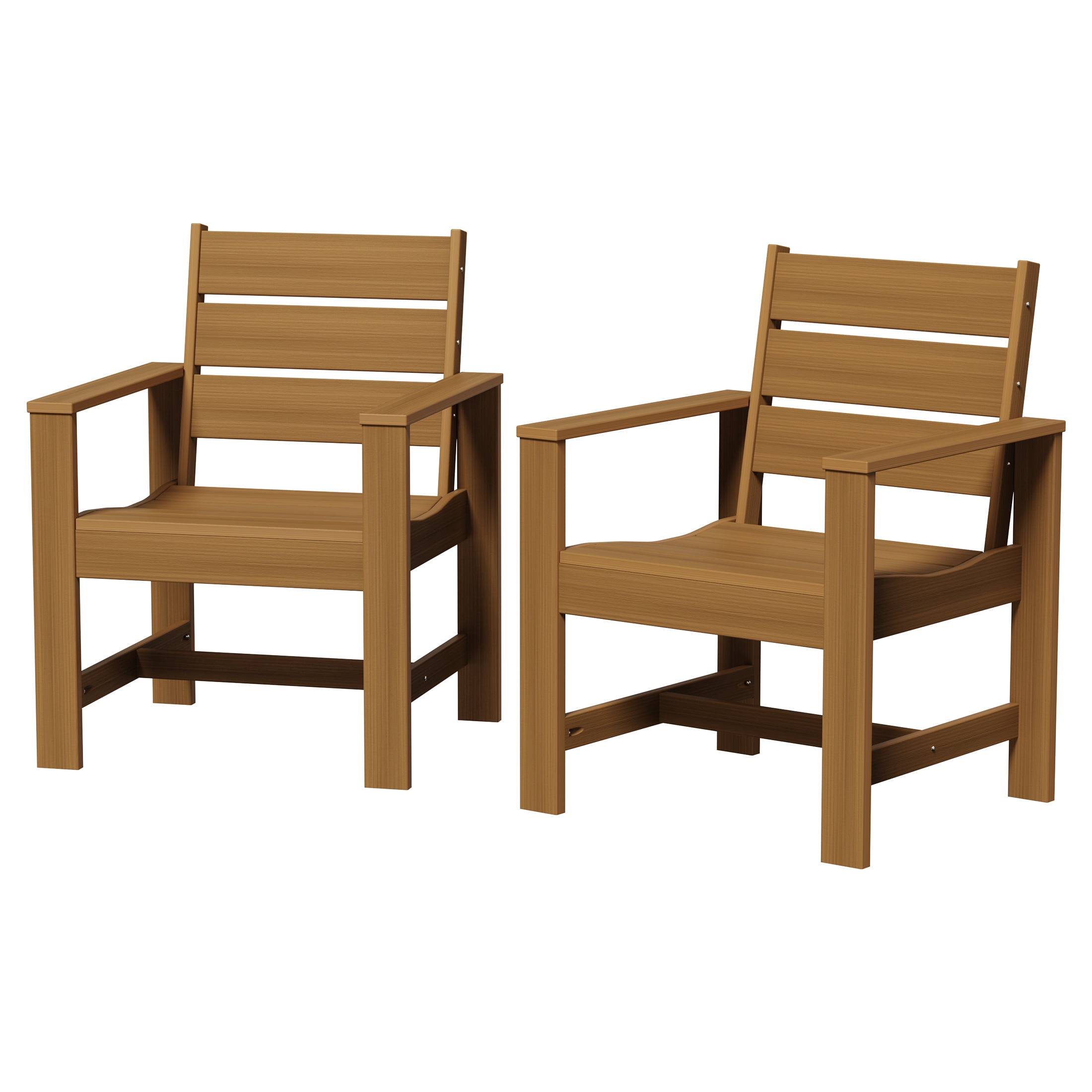 Better Homes & Gardens Ezra 2-Pack Outdoor Dining Chairs, Teak, HDPE