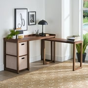Better Homes & Gardens Ezra Modular L Desk with 2-Cube Storage, Walnut Finish