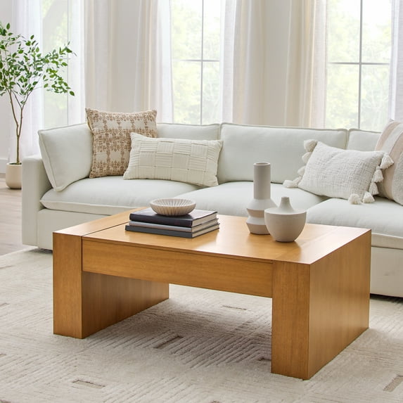 Better Homes & Gardens Ezra Oversized Coffee Table, Living Room, Light Honey