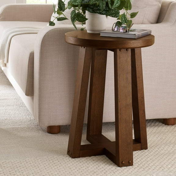 Better Homes & Gardens Ezra Round End Table, Walnut Finish