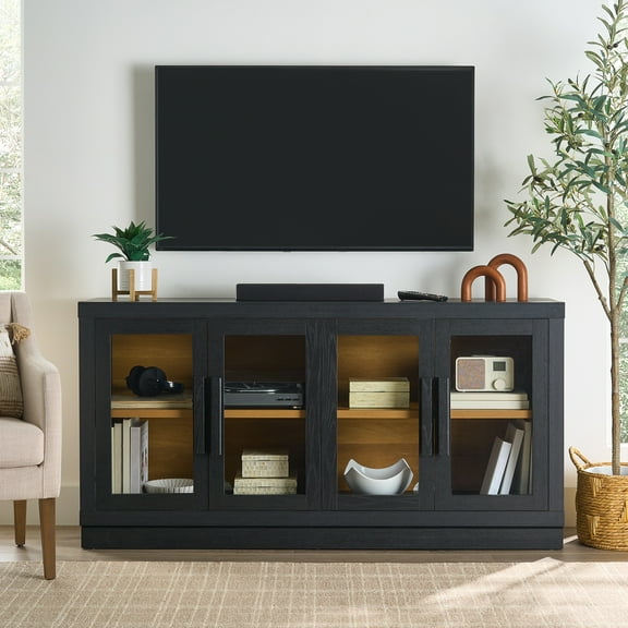Better Homes & Gardens Ezra TV Stand for TV's up to 70", Rich Black finish