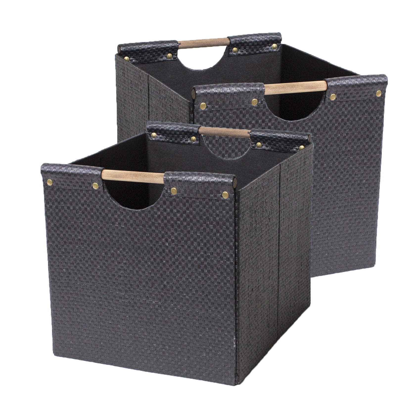 Better Homes & Gardens Fabric Cube Storage Bin (12.75" x 12.75" )Weave black 2 PACK