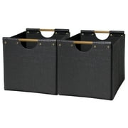 Better Homes & Gardens Fabric Cube Storage Bins (12.75" x 12.75"), 2 Pack, Black Woven