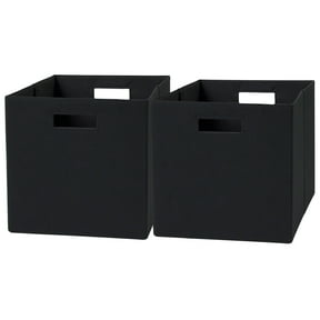 Better Homes & Gardens Fabric Cube Storage Bins, Black, 2 Pack, 12.75 in x 12.75 in x 15 in