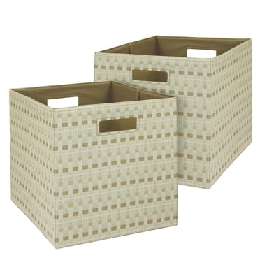 Better Homes & Gardens Fabric Cube Storage Bins (12.75" x 12.75"), Patchwork Stripe, 2 Pack