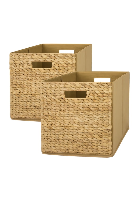 Fabric Cube Storage Bins (12.75" x 12.75"), Natural, 2 Pack