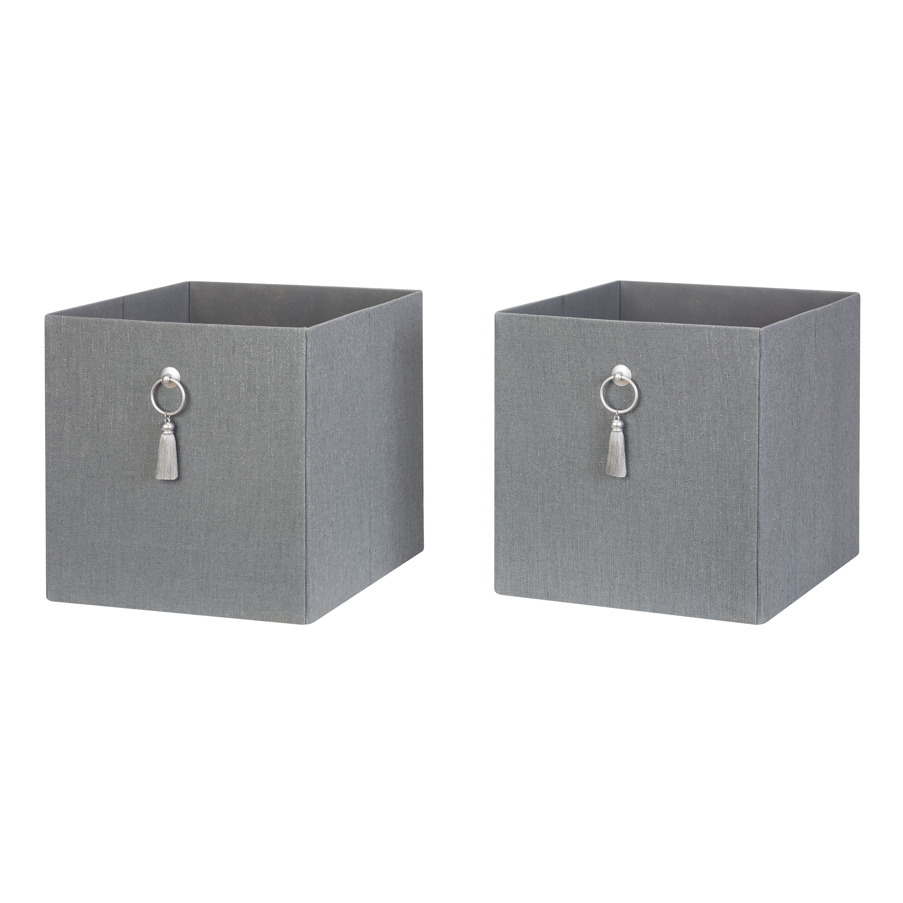 Better Homes & Gardens Fabric Storage Bin with Tassel, 2Pack, Multiple