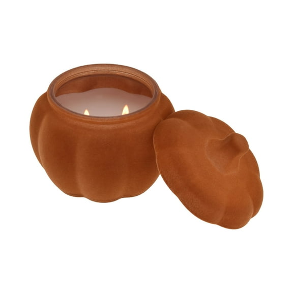 Better Homes & Gardens Farm Apple Pumpkin Scented 2-Wick 10oz (284.3 g) Medium Flocked Pumpkin Jar Candle