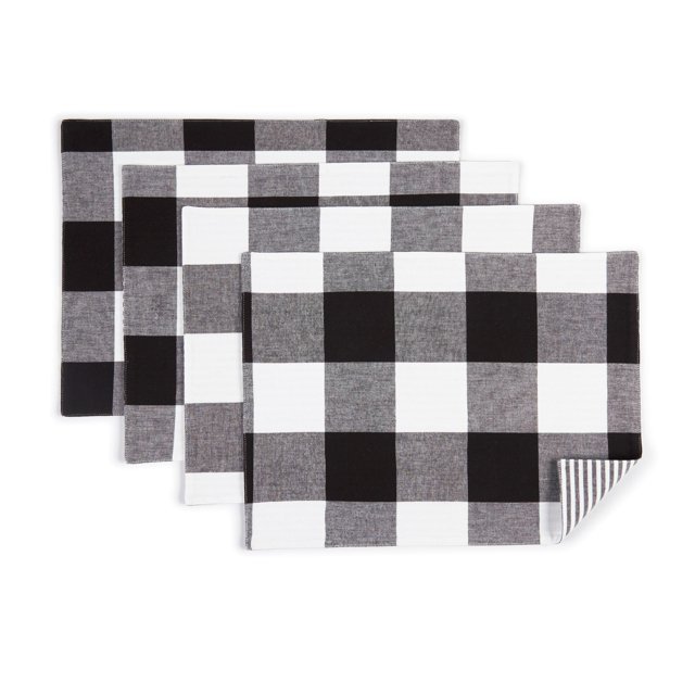 Better Homes & Gardens Farma Placemat, Rich Black, 14" x 19", 4 Piece