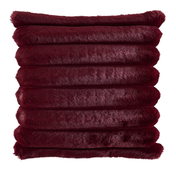 Better Homes & Gardens Faux Fur Decorative Throw Pillow, Crimson Black, 22 x 22 Inches