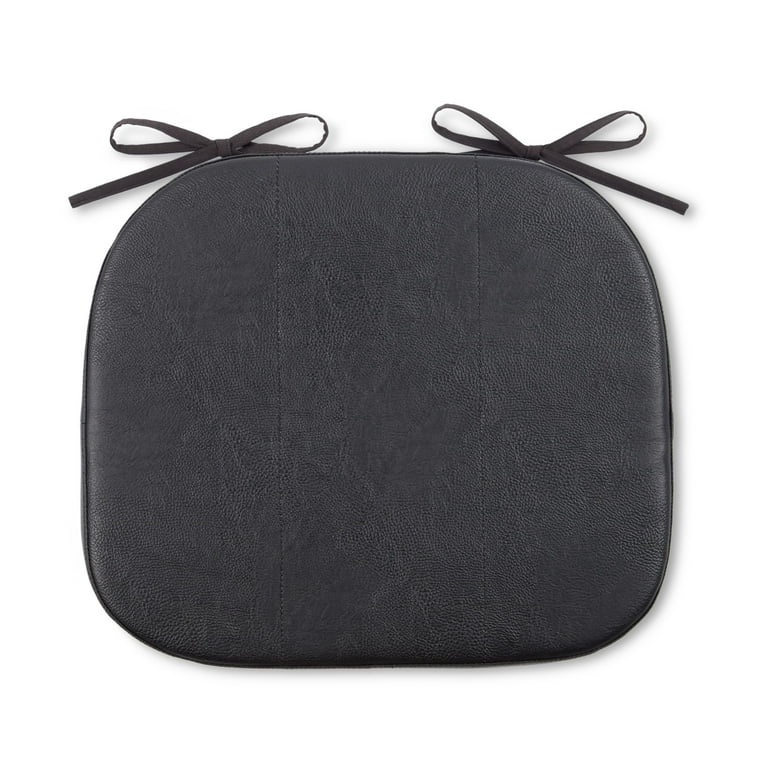 Better Homes & Gardens Faux Leather Memory Foam Chair Pad, Black, 15W x  17L , 1 Piece